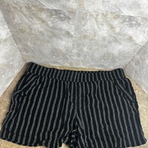 Sonoma Black and White Patterned High Waist Linen Boho Shorts XXL